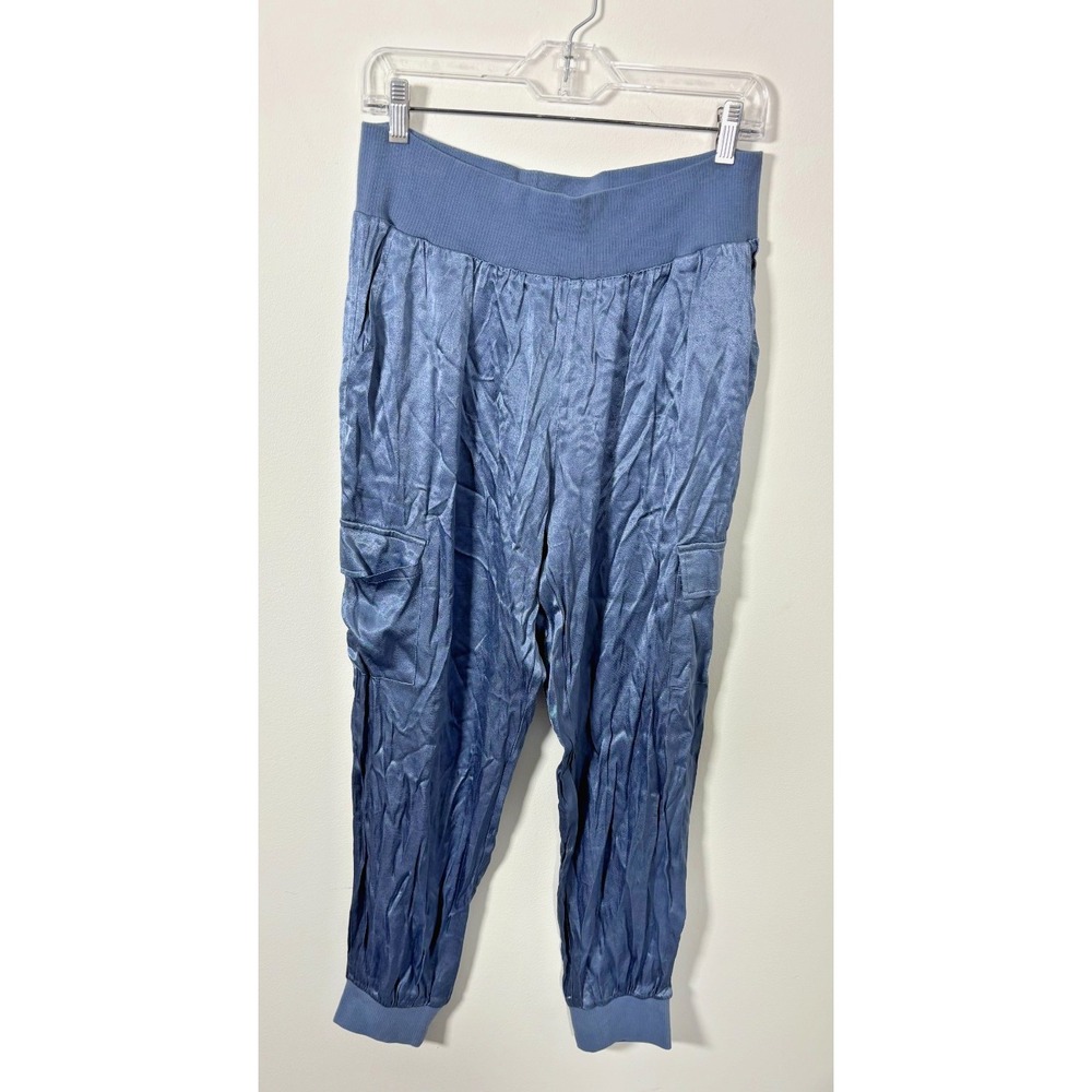 Vici Women's XL Blue Satin Pants Cargo Style Jogger